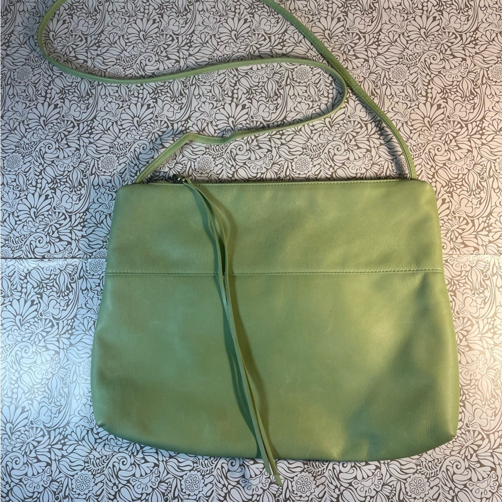 HOBO International Large Leather Crossbody Bag Knot Strap Shoulder Purse Green